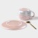 Tea couple ceramic “magic”, 3 objects: 260 ml mug, saucer d = 15.8 cm, spoon h = 14 cm, pink color
