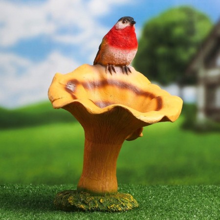 Garden Figure "Mushroom Ginger with a Bird" 20x22x32cm