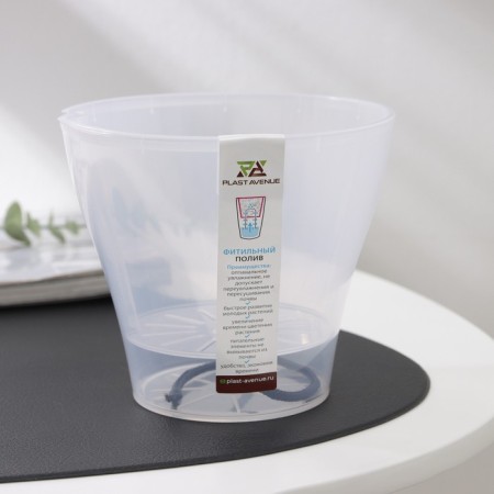 Kashpo for flowers with an insert "Athena", 1 l, the color is transparent-4