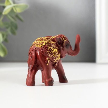 Polystone souvenir "Elephant in a golden blanket with a red stone" set of 4 pcs 7.5x3x5 cm-5