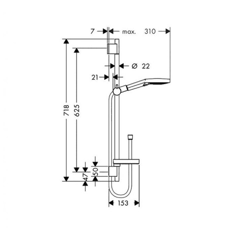 Hansgrohe Raindance Select 120 Unica Set shower headset, with a bar 65 cm-1