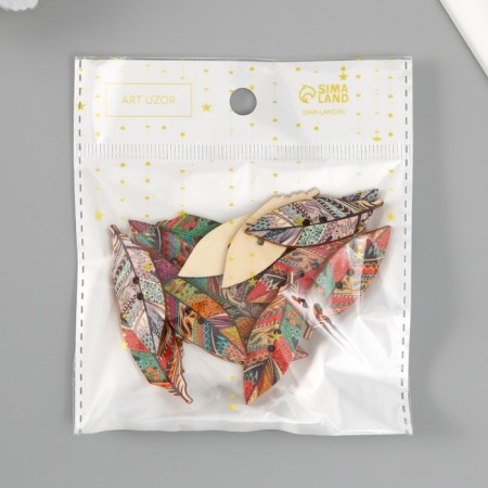 Button wood for creativity 2 punctures "Fogger with patterns" set of 16 pcs mix 4.2x1.4x0.2 cm-3