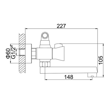 Accoona A6473 bathtub, two -wound, brass, chrome-5