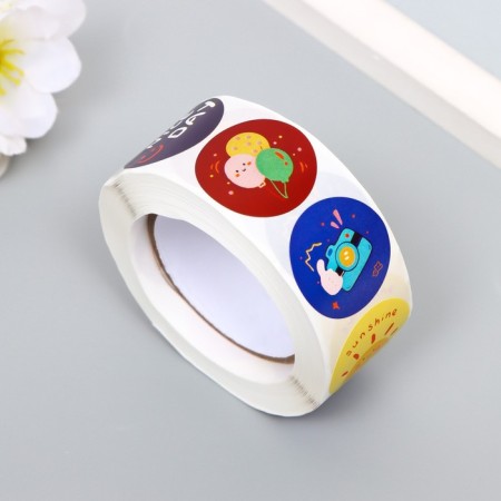 Sticker Paper "Happy moments" d = 2.5 cm 500 pcs in a roll 3x6.5x6.5 cm-1