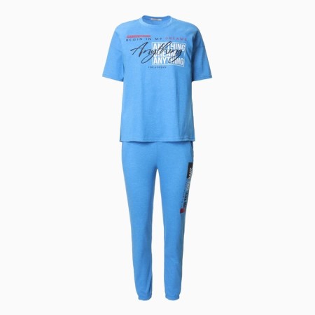 Female set (T -shirt/pants), blue color, size 44