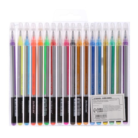 A set of gel pens 18 colors, a striped silver body, in a blister on a button-1