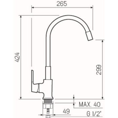 Kitchen mixer "RMS" SL123BL-016F-1, flexible spout, single-leaf, black/chrome-4