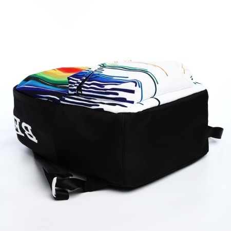 Youth backpack from textiles, 4 pockets, black/multi -colored color-4