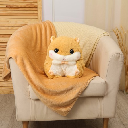 Soft toy "hamster" with a blanket, 30 cm, beige color-1