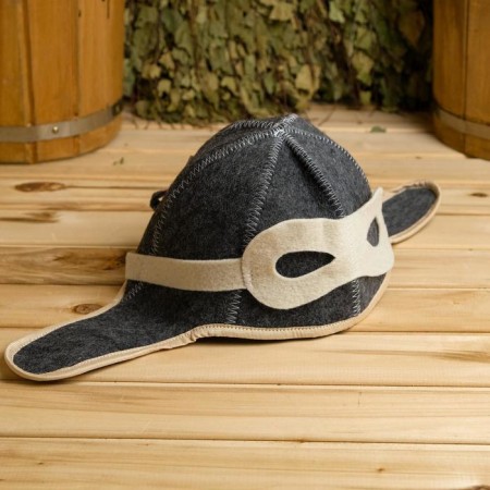 Set for the bath "Pilot" Gray: hat, rug, mitten-7