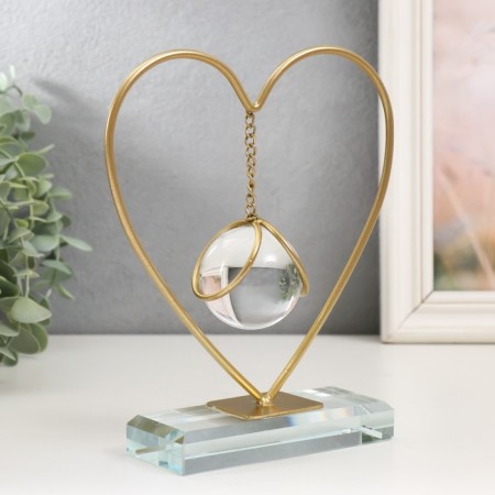 Interior metal souvenir, glass "drop in the heart" gold 16x5x19 cm-1