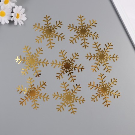 Stick paper, plastic "Snowflakes" gold set 8 pcs 9.5x8.5 cm