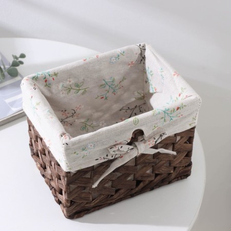 Basket for storage laid handmade Dauline "VETEKS", 19 × 15 × 14.5 cm, brown color-1
