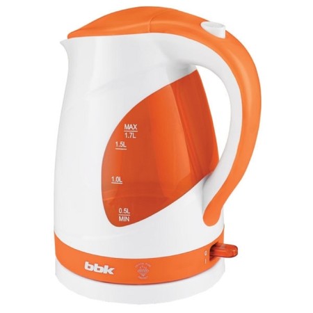 Electric kettle BBK EK1700P, plastic, 1.7 l, 2200 watts, white-orange