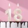 Candle in the cake jubilee "line" (set 2 in 1), number 18/81, pearl, 6.5 cm