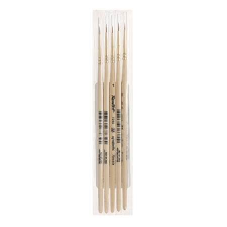 Synthetic brush, round, hard, shortened insert, rubloff series 1310 No. 1, short handle is saturated with varnish, yellow clip-3