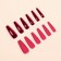 Patch nails, 12 pcs, with adhesive plates, ballerina shape, matte/chrome, burgundy/red color