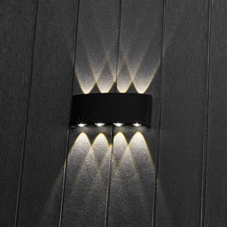 Lamp wall cover Duwi Nuovo 210x42x78mm 8W plastic 4200K IP 54 Black 8 rays 990522-10