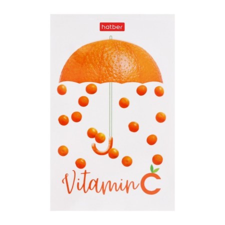 Notepad A7, 48 sheets, in a cage, on the gluing, "Vitamin C", cover coated paper, lamination, three -colored block, block 60 g/m2, 5v MIX-5