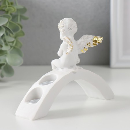 Polystone candlestick for 4 candles "Angel Prayer" D-1,2 cm 10.2x13.6x5 cm-3