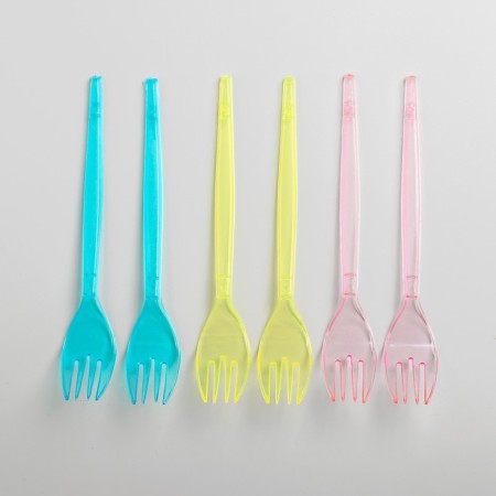 Plastic forks, set 6 pcs., Mix colors
