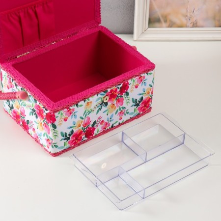 Casket for needlework "Watercolor flowers" 19x26x14.5 cm-3