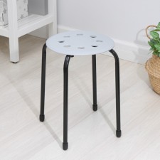 Stool with plastic seat, color mix