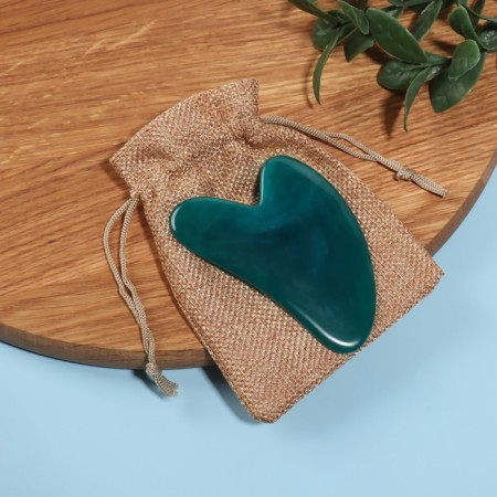 Guasha massage "Heart", 8.5 × 5.5 cm, emerald color-2