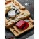 Set for the supply of cheese "Maasdam", 4 knives, bamboo, shale board