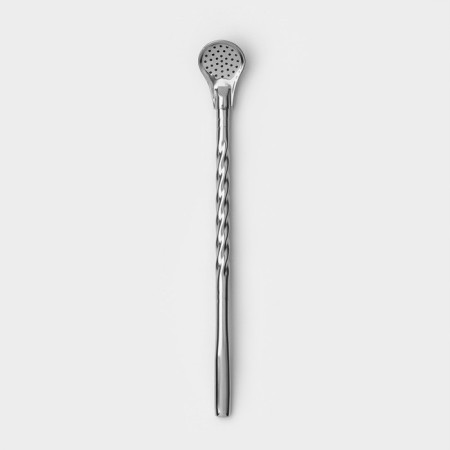 Bombilia for tea stainless steel, length 17.5 cm, silver color