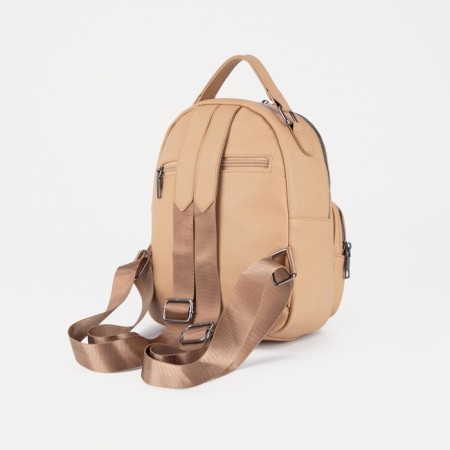 Women's backpack of artificial leather with lightning, 1 pocket, sand color-1