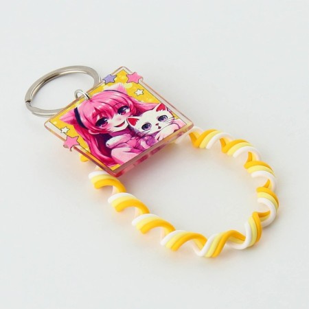 Key keychain Children's cord "Happy" 15 x 6 cm-5