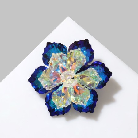 Brooch "Flower" Fairytale, the color of the rainbow blue in silver