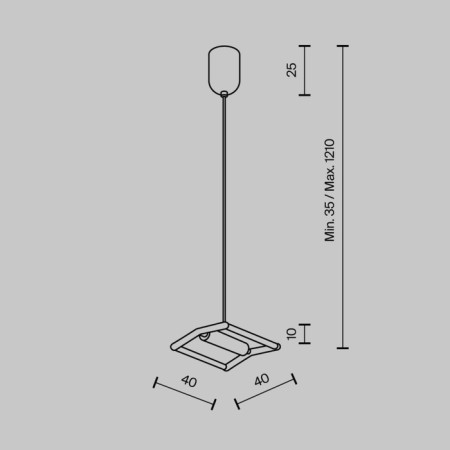 Components for textile suspension system Technical tra130sw-b, 4x4x120 cm, black color-3