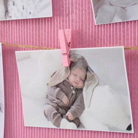 Photo frame Plastic in 8 photos 9x13 cm "Pink" with clothespins, white 50x40x1.2 cm-3