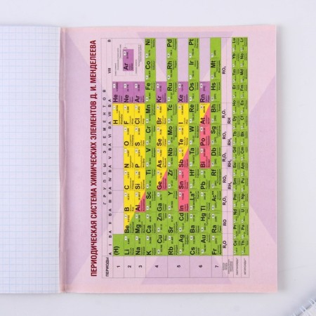 An objective note 48 sheets, A5, great personalities, from reference. mat. "September 1: Chemistry", cover coated cardboard 230 gr., Inner block in a cage 80 gr., Beliac 96%-6