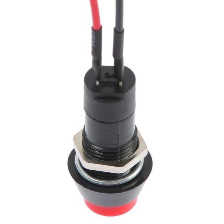 Button switch without fixation, d 1.5 cm, wire 10 cm, red-2