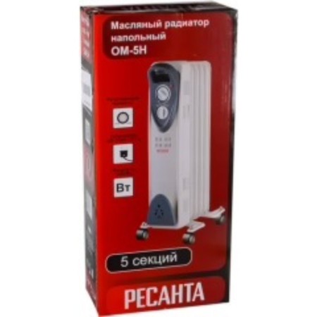 Resanta heater OM-5N, Oil, 1000 watts, 5 sections, 10 m², white-6