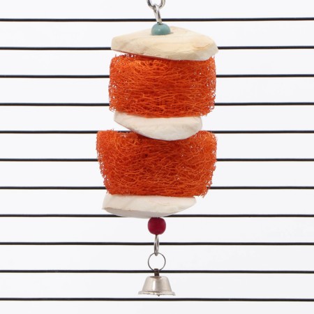 A toy with a karakatitsa carapace, lufoi and bell, 20 x 5 cm, orange-4