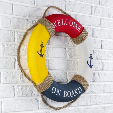 Rescue Circle with twig "Welcome on Board", anchori, 7*50*50 cm, multi -colored-1