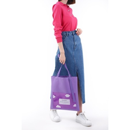 The textile choper “there is nothing possible” cloud, with a pocket, 35 x 0.5 x 40 cm, lilac color-7