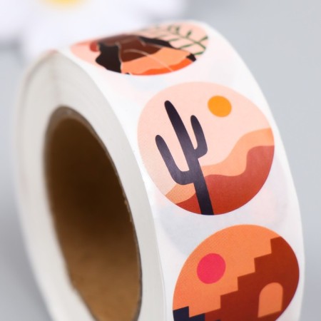 Sticker Paper "Abstraction. Nature" d = 2.5 cm 500 pcs in a roll 3x6.5x6.5 cm-3