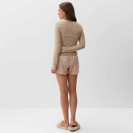 Home Home (Longsliv and Shorts) KAFTAN "velvet" set, 40-42, Rose/Bezh-3