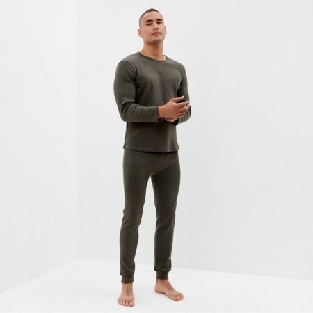 Set of men's thermo (longshit, trousers) minku color khaki, river 48