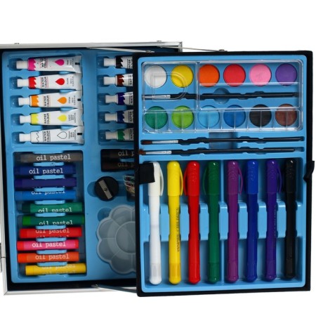 Set for drawing, in a suitcase, blue-4
