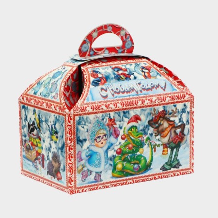 New Year. The gift box "New Year" casket is small 18.5 x 12.5 x 19cm.-1