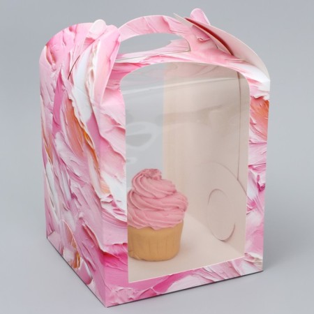 Box for cake, confectionery packaging, "pastel", 15 x 15 x 18 cm
