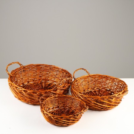 A set of baskets, 3 pcs, 42x14 cm, 34x11.5 cm, 26x9 cm, willow