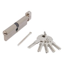 Cylinder mechanism standard Max, 110 mm (50x60V), 5 keys, key/turntable, matte nickel 102481