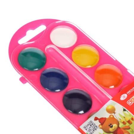 Honey watercolor ZHK "Flower", 12 colors, pink plastic case, without brush-5